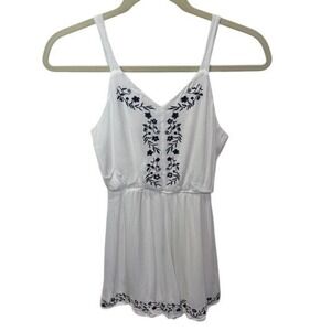 Blue Rain White Embroidered Sleeveless‎ Romper Size 14 Casual Summer